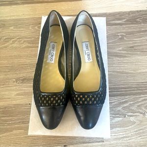 Jimmy Choo Watson Woven Raffia & Leather Ballet Flats EUC 39